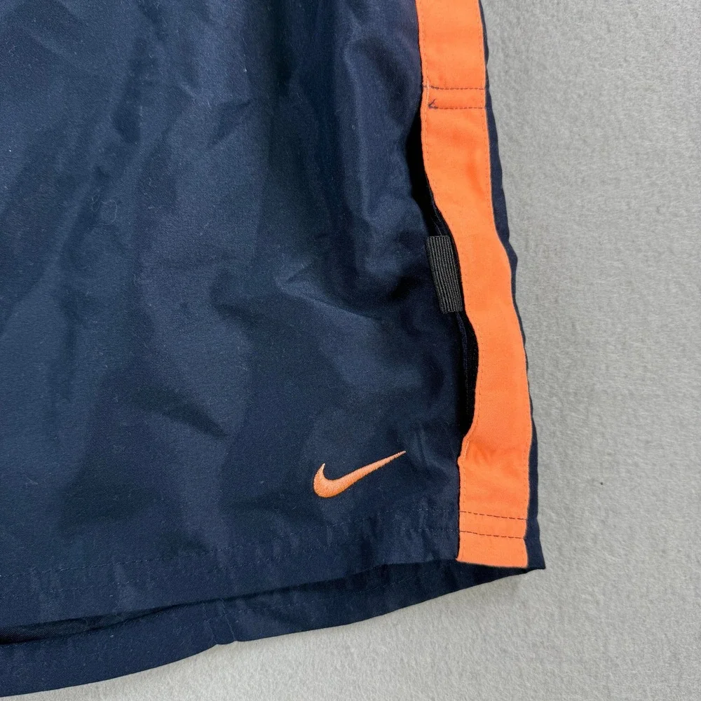 Nike Swim Trunks Men XL Navy Orange Stripe Board Shorts Racer Volley Beach Surf